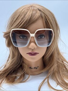 Women's Cream and Brown Square Sunglasses